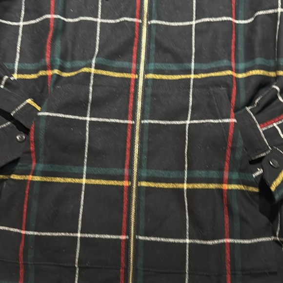 Pendleton Wool Hooded Full Zipper Top Check black w/ multi color stripes Size S - Picture 4 of 10